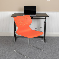 Flash Furniture RUT-438-OR-GG HERCULES Series 661 lb. Capacity Orange Full Back Stack Chair with Gray Powder Coated Frame